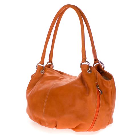 orange shoulder leather handbag.